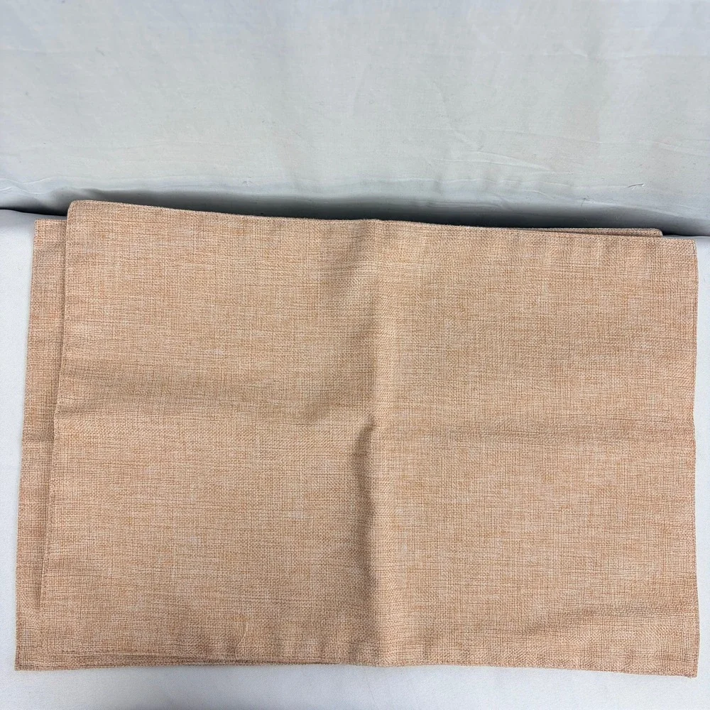 Set of 4 Woven Textured Placemats Terracotta Peach Rectangular Dining Table Mats